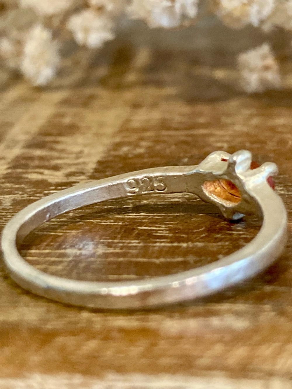 Sterling Silver Orange Gemstone Ring • Size 9 • Handmade Look • Wonky Prong - Picture 9 of 16